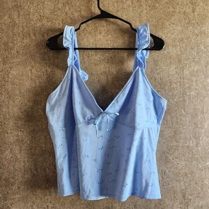 Blue Eyelet Top